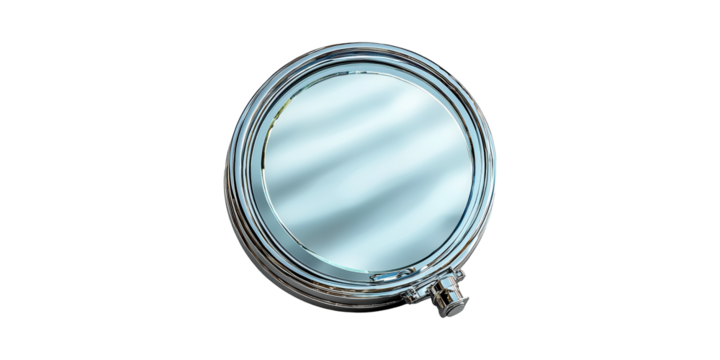 Round Nautical Porthole Window With Chrome Finish. Maritime Decor Element Isolated On Transparent Background