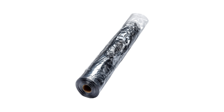 Roll Of Black Plastic Film For Industrial And Agricultural Use. Versatile Material For Protection And Insulation Isolated On Transparent Background