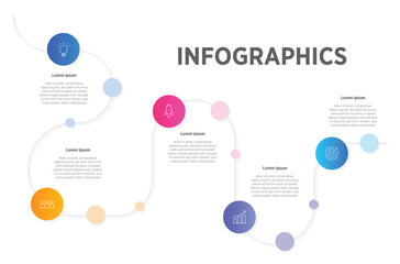 Design infographic 5 options, Business concept infographic template can be used for workflow layout, diagram, number options, timeline or milestones project.