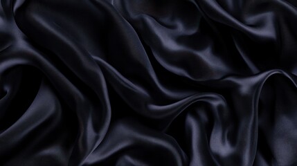 Fototapeta premium Elegant Draped Black Silk Fabric Texture