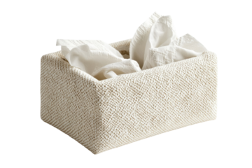 Elegant beige tissue box holding soft white tissues perfect for home decor adding a touch of on transparent background