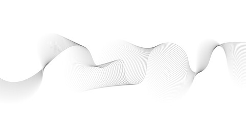 Abstract grey, white smooth element swoosh speed wave modern stream background. Wave with lines created using blend tool. Abstract frequency sound wave lines and twisted curve lines background.	