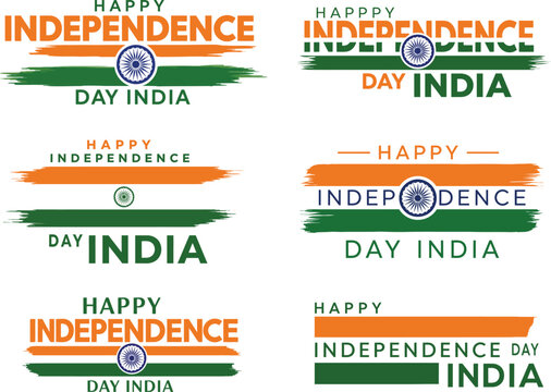 Indian Independence Day Banner Designs with Tricolor and Ashoka Chakra on transparent background .

