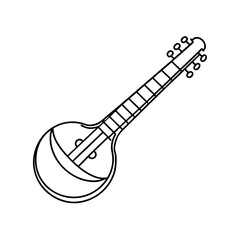 Sitar line art illustration 