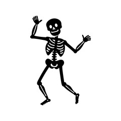 Skeleton doing a funny dance silhouette.