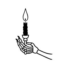 Skeleton hand holding a Candle silhouette