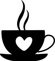 Coffee clip art design on plain white transparent isolated background for card, shirt, hoodie, sweatshirt, apparel, card, tag, mug, icon, poster or badge