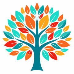 Colorful Abstract Tree with Multicolored Leaves Illustration