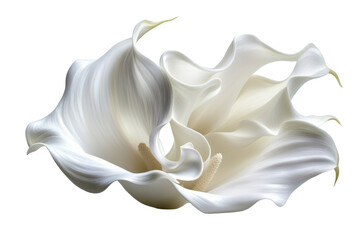Elegant white calla lilies dance on black showcasing their delicate curves and soft texture on transparent background