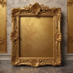 Gilded floral frame against rich marble  Stylish, golden background ,  design element,  luxury background,  surface