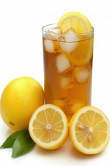 Refreshing Iced Tea with Lemon Slices and Fresh Citrus Fruit