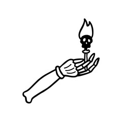 Skeleton hand holding a Candle silhouette