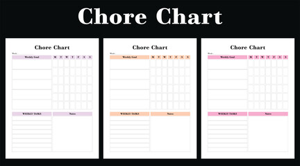 Chore Chart, weekly planner, interior, template,