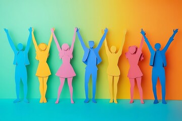 Rainbow Paper People Celebrating Unity9