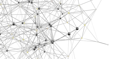 Obraz premium Abstract 3D rendering of a complex network. Ideal for technology, connection, and data concepts.