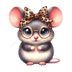 Fototapeta premium Kawaii mouse character embracing transference in a whimsical environment adorable animal illustration