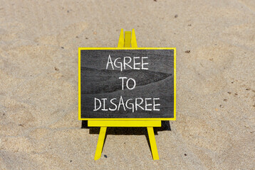 Agree to disagree symbol. Concept words Agree to disagree on beautiful blackboard. Beautiful brown...