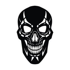 Fototapeta premium Skull with robotic jaw silhouette on white background