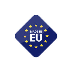 Made in European Union sticker design. European Union flag. Vector illustration.