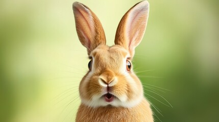 Fototapeta premium Rabbit jump energy Concept, Rabbit Jump Energy Concept, Energetic Rabbit with Perked Ears and Alert Eyes Ready to Spring into Action in a Vibrant Green Environment