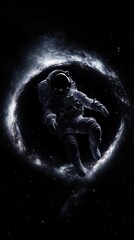 An astronaut floats in a stunning cosmic void, surrounded by a swirling galaxy of stars.