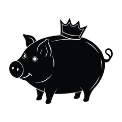 Piggybank with crown on white background
