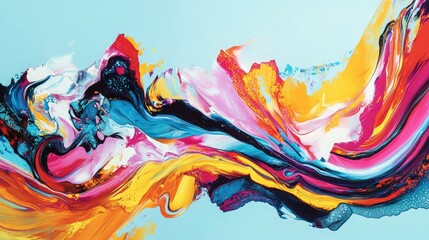 An abstract painting with vibrant and colorful streaks of paint ,swirls of multicolore marble,liquid marble texture