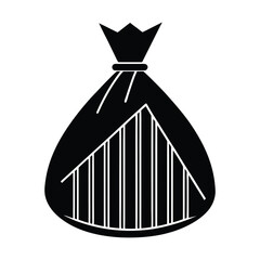 Money bag silhouette with graph lines on white background