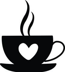 Coffee clip art design on plain white transparent isolated background for card, shirt, hoodie, sweatshirt, apparel, card, tag, mug, icon, poster or badge