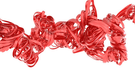 3D render of swirling red ribbons. Perfect for abstract backgrounds, design elements, or modern art.