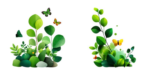 Naklejka premium Eco-Friendly Badge layout with Plants and Butterflies drawings