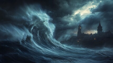 Powerful hurricane batters coastal town with towering waves