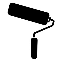 Paint roller silhouette in black and white for painting and renovation