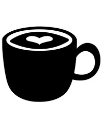 Coffee clip art design on plain white transparent isolated background for card, shirt, hoodie, sweatshirt, apparel, card, tag, mug, icon, poster or badge