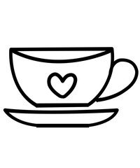 Coffee clip art design on plain white transparent isolated background for card, shirt, hoodie, sweatshirt, apparel, card, tag, mug, icon, poster or badge