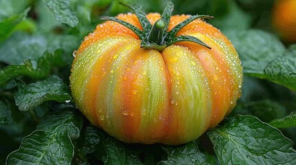 Obraz premium Juicy Heirloom Tomato: A Vibrant Burst of Garden Freshness