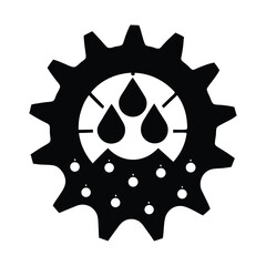 Gear formed by cloud droplets on white background