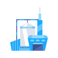 Modern industrial factory building producing and polluting with smoke from chimney
