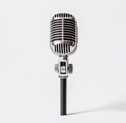 Fototapeta premium Vintage Microphone on Stand with Clean Background for Music Themes