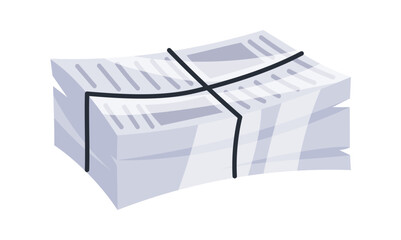 Stack of newspapers tied with string representing daily news and information