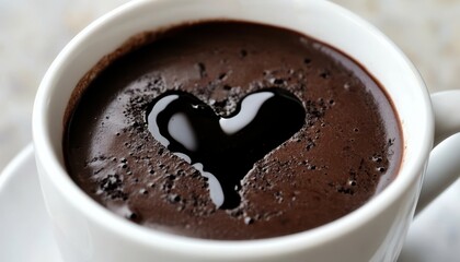 Fototapeta premium Heart-shaped design in a cup of dark hot chocolate