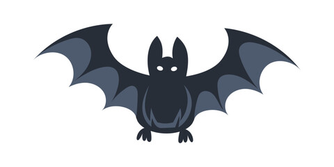 Cartoon bat showing wings on white background