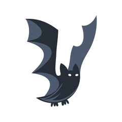 Flying vampire bat showing its large wings and white eyes in a spooky halloween illustration