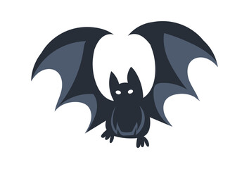 Cartoon bat showing its wings on white background