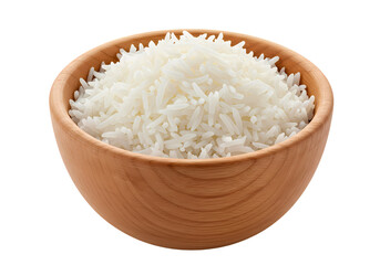 Cooked White Rice in Wooden Bowl: High-Resolution Image