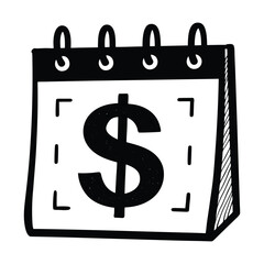 Calendar with dollar sign on white background