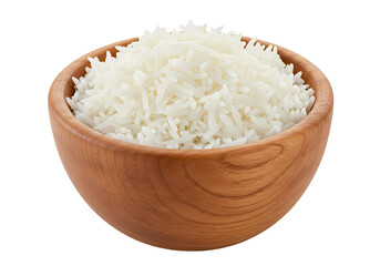 Cooked White Rice in Wooden Bowl Food Photography