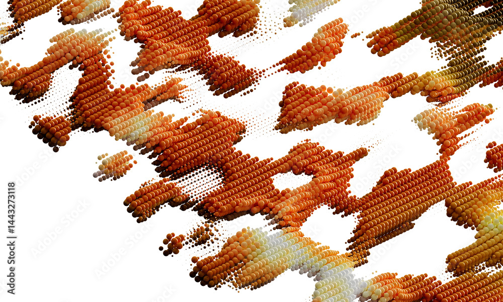 Aufkleber 3D rendered abstract background with orange spheres forming a dynamic pattern. Perfect for modern design projects.