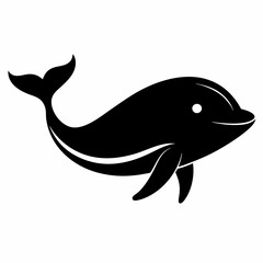 Whale Vector in Black Silhouette