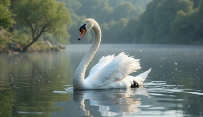 swans on the lake